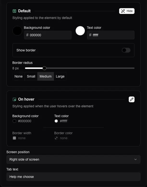 Example detailed element editor