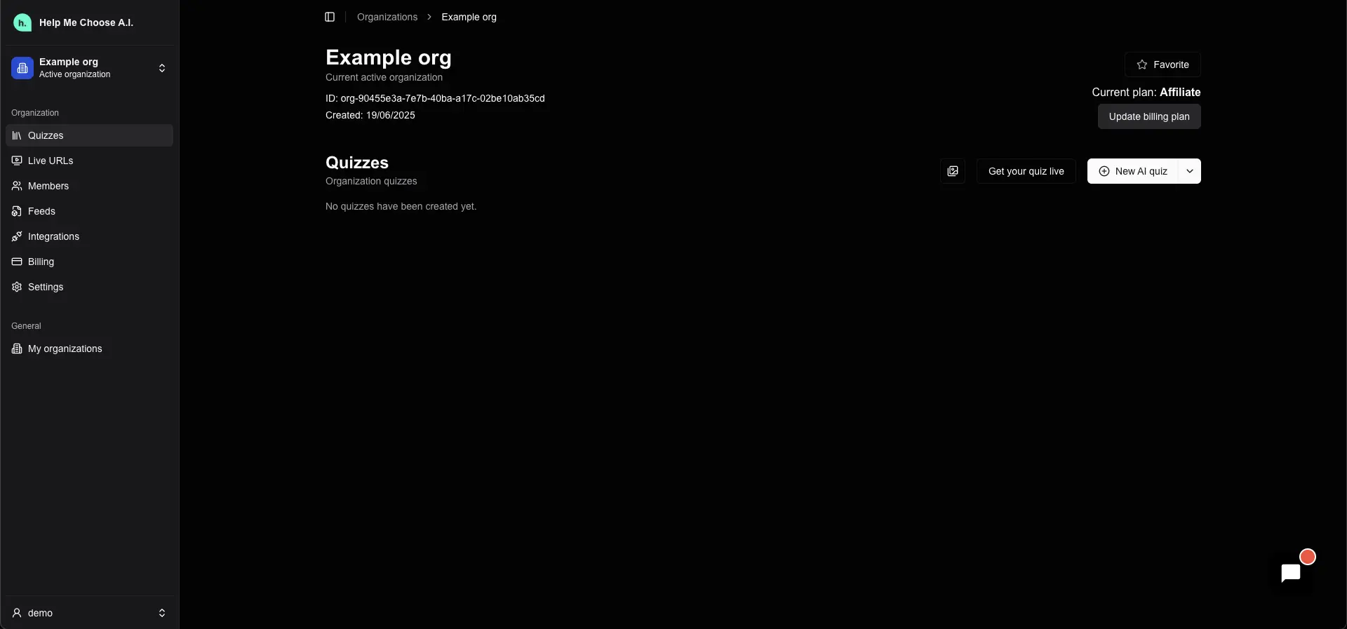 Example created organization